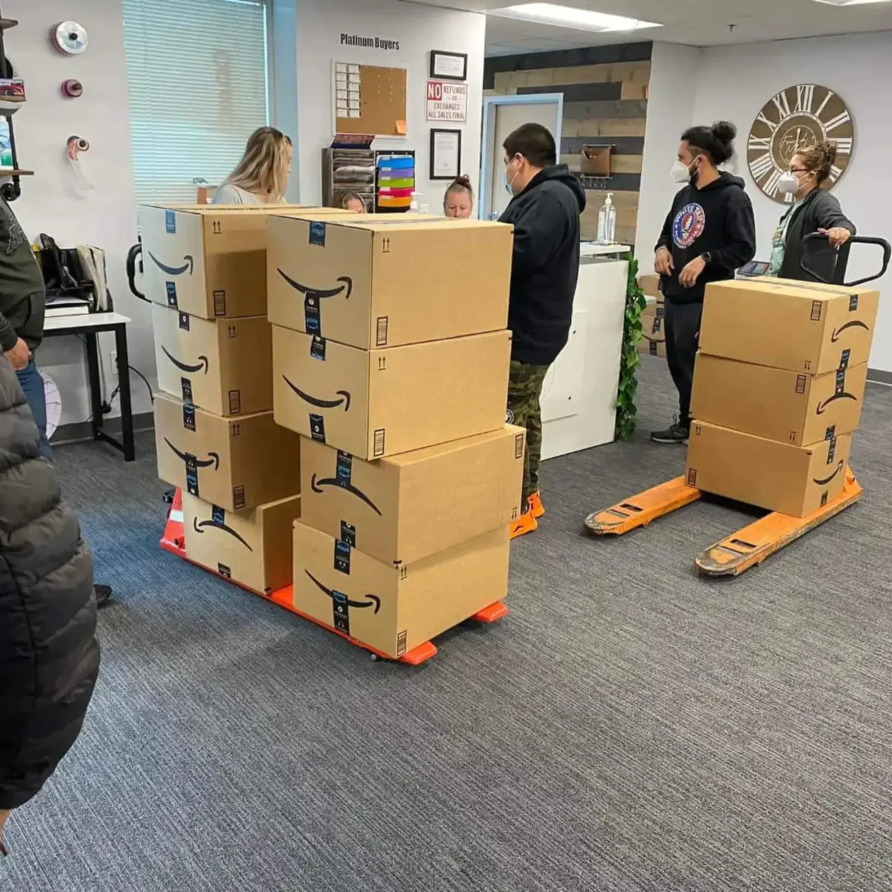 Boxes being prepared